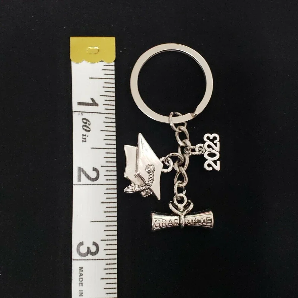 Class of 2023 Graduate Key Chain Cap Tassel Diploma Key Ring College High School - Picture 6 of 6